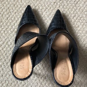 Schutz heels croc mules